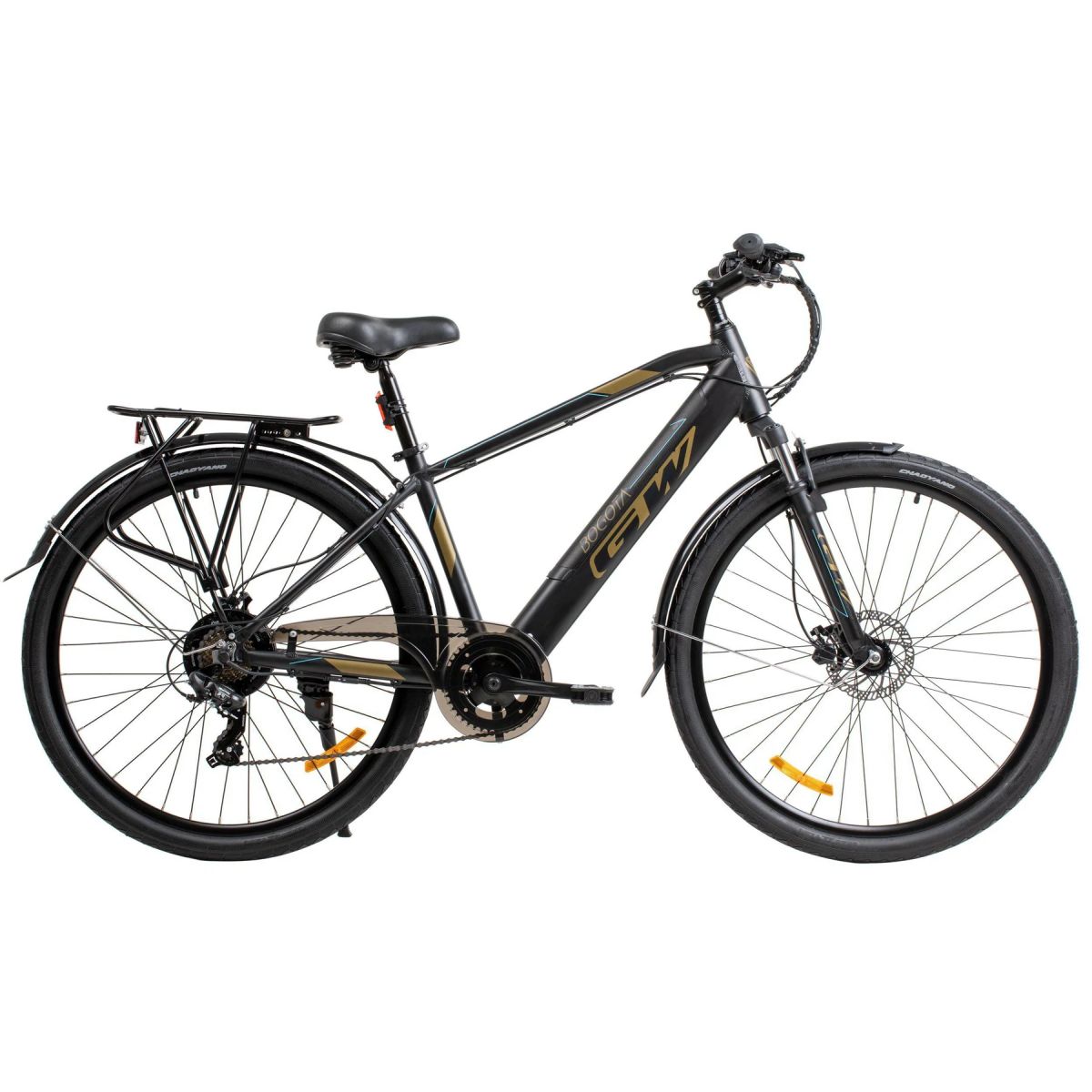 Bicicleta Eléctrica GW Bogotá Hombre 350w NegMat/L Dorado