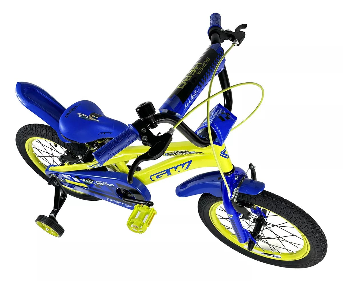 Bicicleta Infantil GW 16 Super Hero Verde/Azul