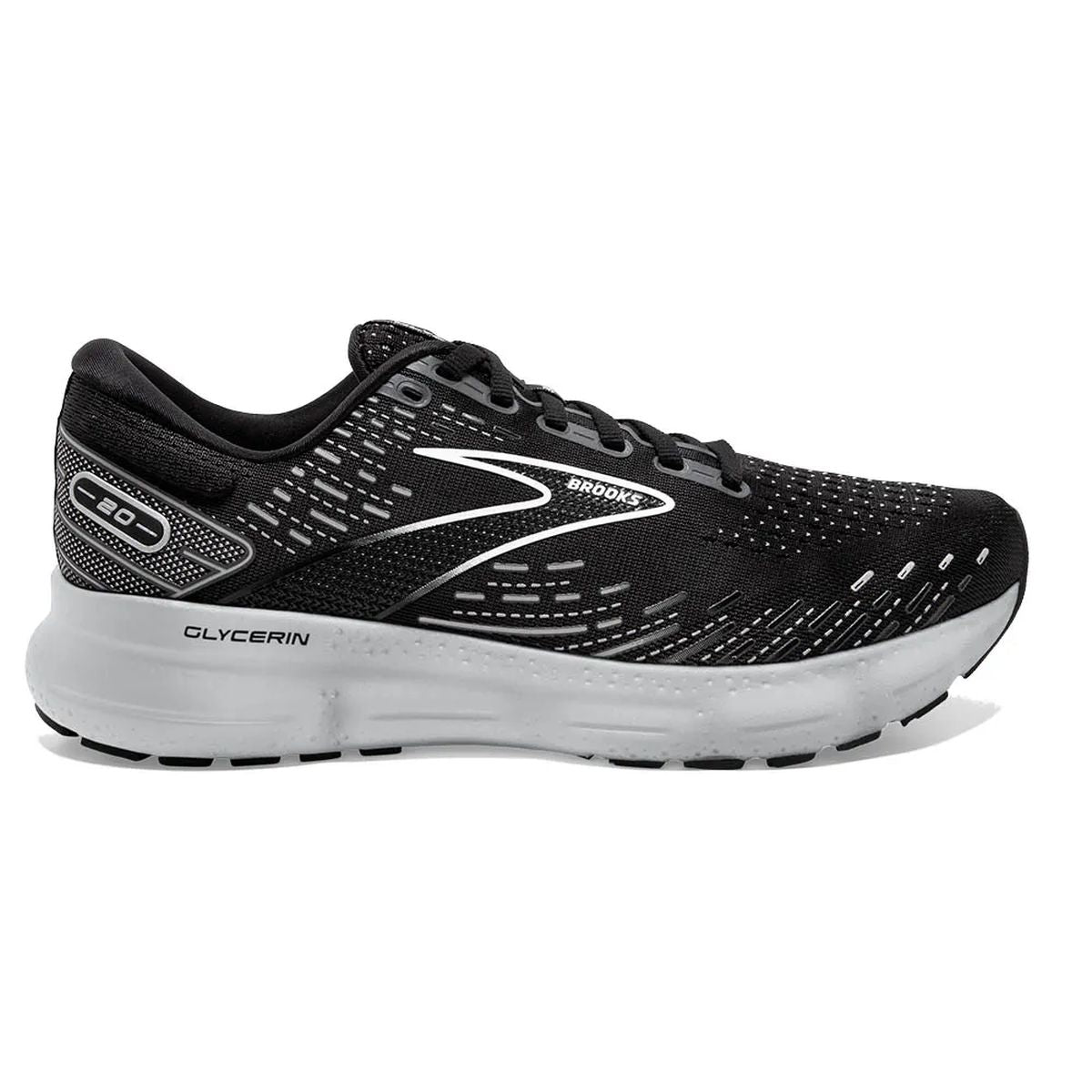 Tenis Brooks Glycerin 20 Hombre Negro/Blanco/Gris