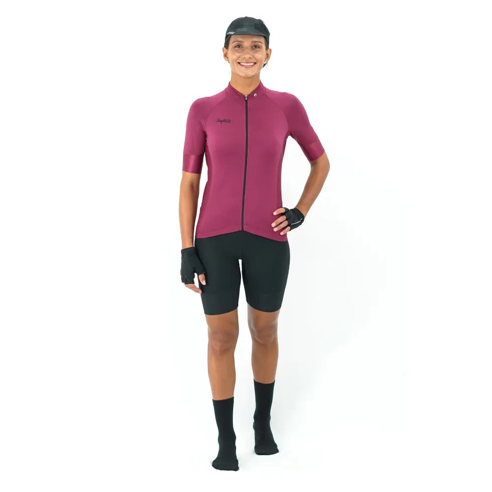 Jersey Ciclismo Safetti M/C Red Wine Mujer