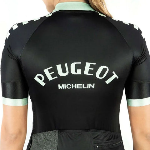 Jersey Ciclismo Safetti M/C Slim Peugeot Mujer Negra