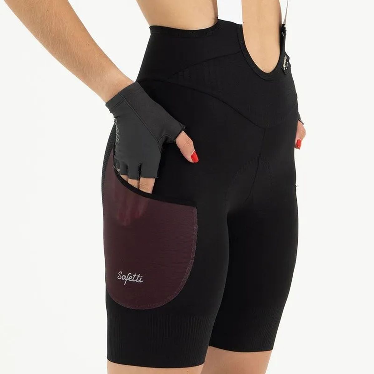 Pantaloneta de Ciclismo C/T Safetti Mujer Evans Cargo Vino