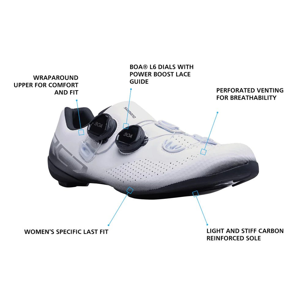 Zapatilla Ciclismo Mujer Ruta Shimano SH-RC702 Blanca