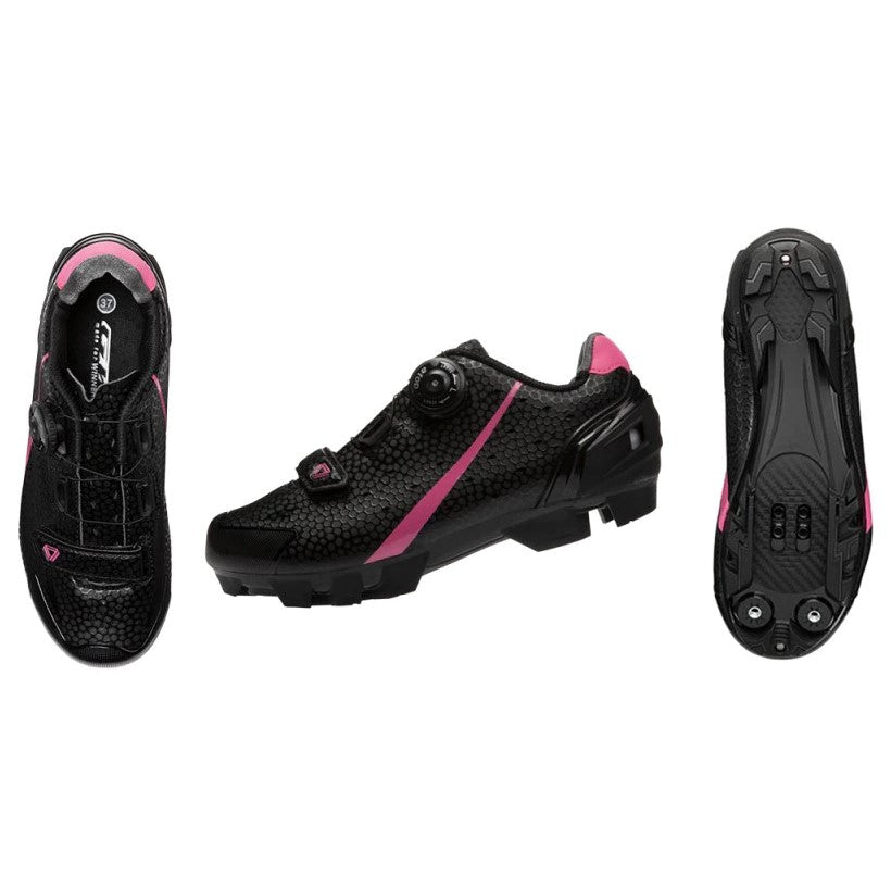 Zapatilla Ciclismo MTB GW WARRIOR M12025H Negro-Rosado