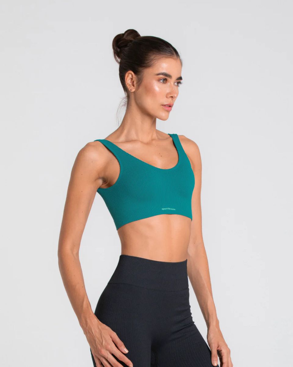 Top Sin Mangas Mujer Seamless Motion Sportfitness Azul Jade