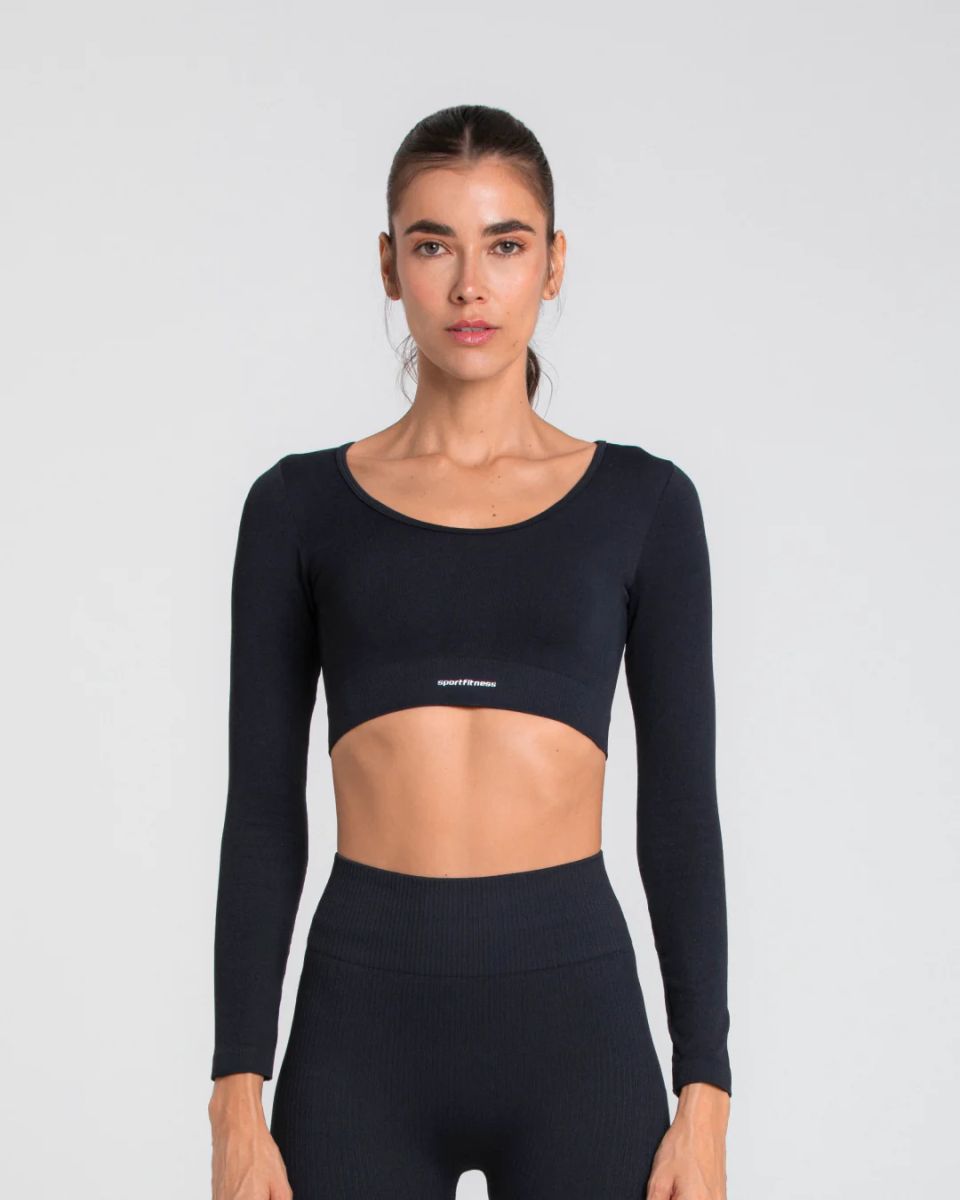 Top Con M/L Mujer Seamless Shake Sportfitness Negro