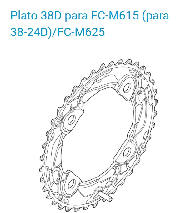 Coronilla Shimano Deore 38t FC-M615 (para 38-24t)/FC-M625