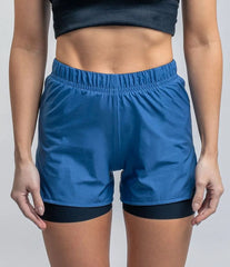 Short Running Mujer 2 en 1 Suarez Hybrid Blue