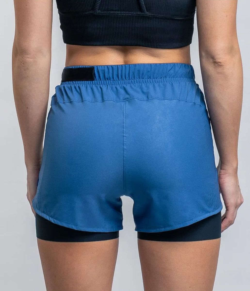 Short Running Mujer 2 en 1 Suarez Hybrid Blue